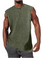 Tank Top Pria Berkualitas Tinggi Warna Hitam Acid Wash Enzyme Wash Desain Terbaru 2025 Custom Bernapas Ukuran Besar Bahan Rajut Streetwear