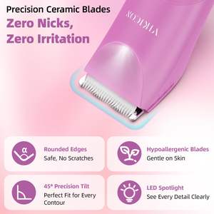Depiladora Eléctrica para Mujer con Cuchilla de Cerámica IPX7, Recortadora de Vello Púbico y de Bikini con Luz LED, Afeitadora Indolora para Cuerpo y Axilas, Lavable - Product Image 6