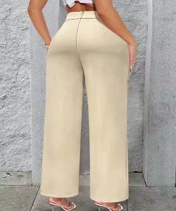 Pantalon évasé en dentelle d'hiver pour femmes, uni, long, avec poches, taille haute, respirant, décontracté, sexy, pantalon de fitness - Product Image 4