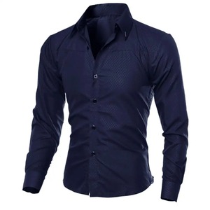 Camisa informal de negocios de Color sólido de manga larga a la moda para hombre, cómoda, suave, tela de franela, estampado, botón de solapa para primavera - Product Image 6