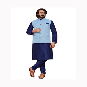 Vêtements musulmans de couleur unie deux pièces pakistanais hommes nouveau design de haute qualité robe de mode 2024 vêtements ethniques - Product Image 4