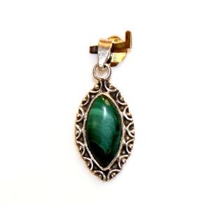 Bijoux de style népalais pierres précieuses malachite argent Sterling 925 pendentif Piedras Naturales pierres de cristal de guérison - Product Image 5