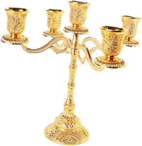 Chandeliers personnalisés Bougeoir à 5 Bras Support en Or Bougeoir Pendaison de Crémaillère Décor Candélabre Fait à la Main - Product Image 5