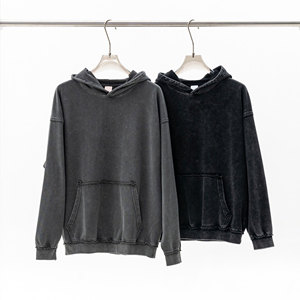 เสื้อมีฮู้ดผ้าบาติกสำหรับผู้ชาย410กรัมเสื้อมีฮู้ดผ้าบาติกแบบฝรั่งเศสขอบกระจัดกระจายเสื้อฮู้ดแนวสตรีทแบบย้อนยุค - Product Image 1