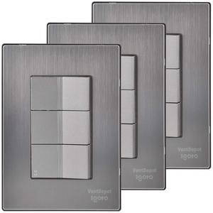 Interruptores Individuales, MXIIA-003, 3 Piezas, Interruptor de Escalera, 125-250 VCA, 10 A, 50/60 Hz, Plateado, Acero Inoxidable/PC. - Product Image 1