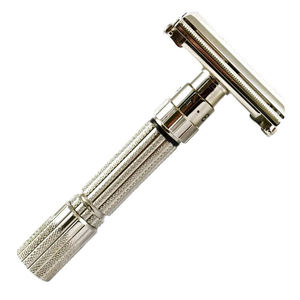 Maquinilla de afeitar recta de peluquero de acero inoxidable sólido con logotipo personalizado con hoja expuesta - Product Image 1