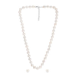 Conjunto de collar y pendientes de perlas de agua dulce de 7-8mm para mujer, joyería de moda - Product Image 3