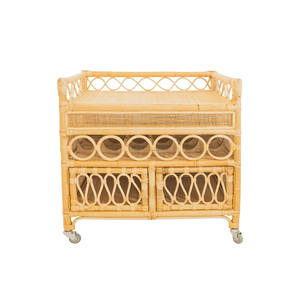 รถเข็นบาร์หวายโบราณคลาสสิกวินเทจ,สำหรับดื่มไวน์และขวดพิเศษรถเข็นบาร์หวายแฮนด์เมดในเวียดนาม - Product Image 3