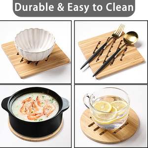 Bamboo <b>Trivet</b> Kitchen Bamboo Hot Pads <b>Trivet</b> Natural Mat Set for Hot Dishes/Pot/Bowl/Teapot/Hot Pot Holders 4 Square - Product Image 5