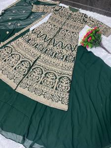 ชุด lehenga ดีไซเนอร์หรูพร้อมงานปักหนาสำหรับงานเลี้ยงงานแต่งงานและงานเฉลิมฉลองโกติ - Product Image 4