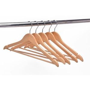 DURABILIDAD HECHO A MANO MEJOR Estilo boutique de alta calidad Percha de madera de loto de grado con muescas con percha para traje de barra - Product Image 5