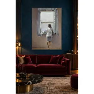 Fida Dali Femme regardant la mer depuis une fenêtre, impression sur toile - Product Image 2