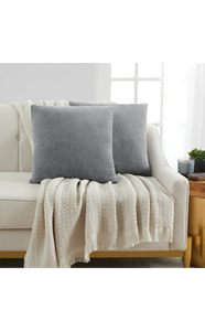 Oreiller décoratif en chenille solide Design carré moderne Utilisation pour la maison et l'hôtel Fermeture à glissière Gris 18 ''x 18'' - Product Image 5