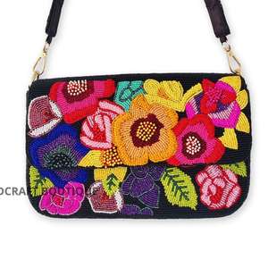 MS Handicraft Multicolor Glass Beaded Customized Beads <b>Colour</b> Handmade Indian Handicraft <b>Bag</b> Handle Handheld Casual Hand <b>Bag</b> - Product Image 1