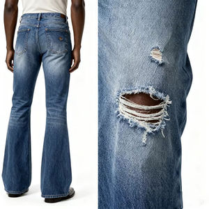 Vintage Distressed Retro Graffiti Curved <b>Boot</b> Cut Straight/Wide Leg Loose Casual Denim Jeans High Street Washed Winter <b>Men</b> - Product Image 3