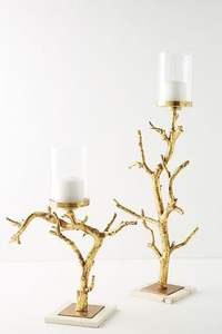 Luxury Gold <b>Brass</b> Branch <b>Candle</b> <b>Holder</b> Stand Handmade Christmas Home Decoration Glass Metal Aluminium Ins Style Lantern Wax Jar - Product Image 2