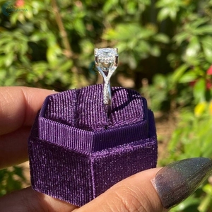 แหวนแต่งงาน2กะรัตประดับเพชรโมอิสสีขาวล้วนขนาด14K สำหรับเป็นของขวัญ - Product Image 5