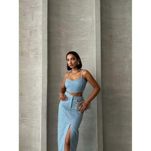 Hauts bustiers en jean bleu pour femmes Topshow – Vente en gros - Product Image 3