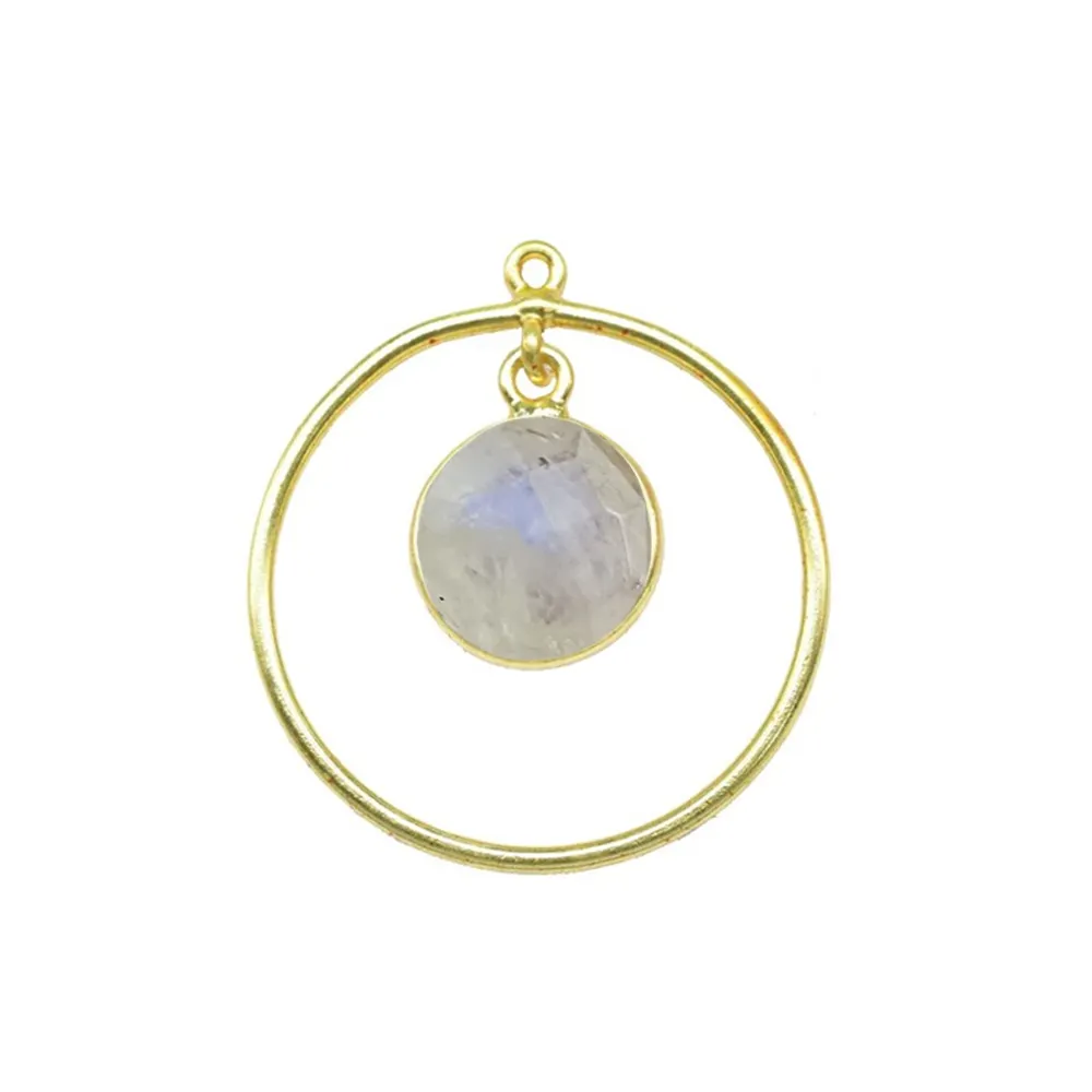Cerchio fatto a mano arcobaleno pietra di luna componenti di gioielli placcatura in oro placcatura in argento orecchini ciondolo che fanno componenti di gioielli