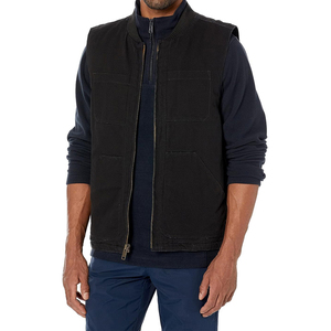 Chaleco de encaje vaquero de 8 bolsillos negro de alto rendimiento para hombre, chaleco de lona de cuero PU, chaquetas, chalecos transpirables - Product Image 4