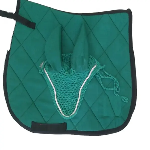 horse saddle pad numnah Manufacturer Kanpur Riding House Kanpur Horse Saddle Cloth with Matching Fly Bonnet Ear Breathable India