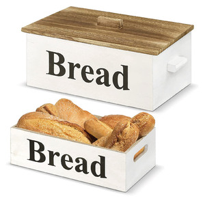 Boîte <span class=keywords><strong>à</strong></span> <span class=keywords><strong>pain</strong></span> en bois de ferme classique avec couvercle finition laquée en forme de rectangle pour la cuisine - Product Image 1