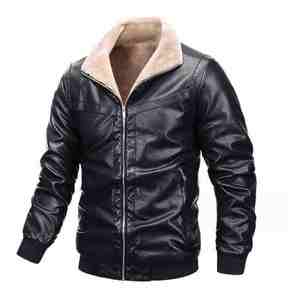 Chaquetas de invierno con cremallera de cuero genuino para hombre, ropa de abrigo informal para motociclista, rompevientos, moda callejera duradera con estilo cálido - Product Image 5