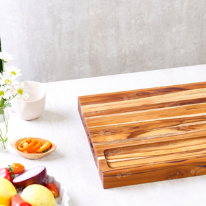 Planche à découper en bois massif de teck pleine longueur bord épais bloc à découper cuisine OEM couleur naturelle - Product Image 2