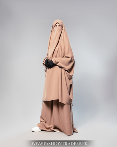 Nueva tendencia modesta de dos piezas transpirable hecho a mano de lana de poliéster largo para Abaya islámica Color sólido comprar en línea al por mayor - Product Image 2