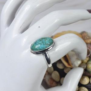 Solide 925 Sterling Turquoise Bague Bijoux À La Main De Mariage Bague En Argent Massif Turquoise Bague De Pierres Précieuses - Product Image 2