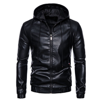 Blouson en cuir à capuche pour homme, tendance, décontracté, imperméable, respirant, coupe-vent, fermeture éclair, séchage rapide, grandes tailles, col montant, collection automne-hiver