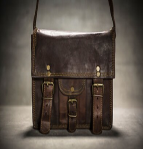 Sacoche pour ordinateur portable en cuir marron rustique avec bandoulière rembourrée, disponible à prix de gros. - Product Image 6