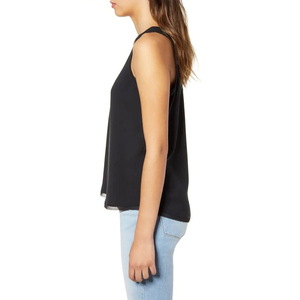 Débardeur personnalisé noir pour femme, col en V, avec dentelle, coupe ample, élégant, en satin de soie, sans manches, pour l'été, sous-vêtement de base - Product Image 3