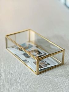 Clear Glass <b>Box</b> with Gold Brass Frame Hinged Glass Jewelry Case Decorative Glass Display <b>Box</b> Wedding Gift <b>Keepsake</b> Organizer - Product Image 6
