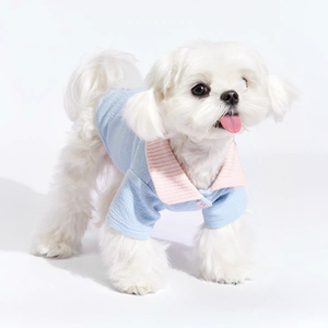 Cárdigan Clásico, Cómodo, Transpirable y Ecológico, con Cuello y Bloques de Color, de Lana Tejida, con Estampado de Cachorros Malteses, para Primavera - Product Image 4