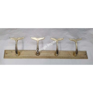 ตะขอแขวนผนังประตูบ้านติดผนังราวไม้ขนาดใหญ่พร้อมที่จับ4อันตะขอตกแต่งหางปลาสีทอง - Product Image 6