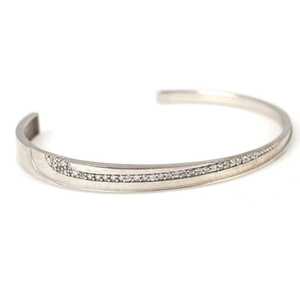 925 Sterling <b>Silver</b> Double Lining <b>Bracelet</b> with White Stone Fashionable <b>Bangles</b> - Product Image 3
