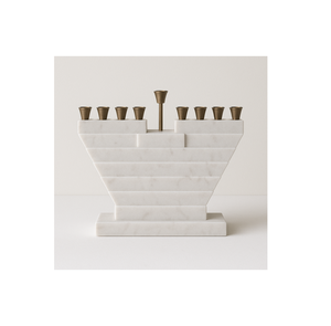 Support de menorah de Hanoucca en marbre de luxe avec des coupelles en métal de qualité supérieure, cadeau judaïque géométrique moderne, vente chaude, éclairage de fête design - Product Image 3