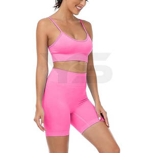 Custom Logo Private Label Jogging Fitness Shorts Anti-Wrinkle Hip Lift Ribbed Bra Shorts Yoga Fitness <b>Set</b> <b>for</b> Adults Plus Size - Product Image 5