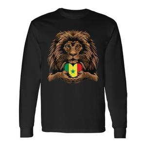 T-Shirt a Maniche Lunghe Orgoglio del Leone del Senegal con Radici Senegalesi, Regalo Promozionale Personalizzabile - Product Image 1
