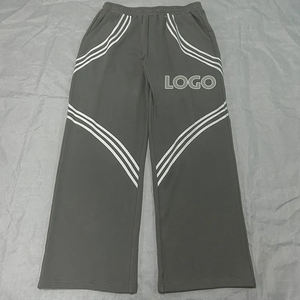 Pantalon de survêtement en coton pour hommes, léger, surdimensionné, baggy, jambe large, logo personnalisé Streetwear, délavé à l'acide, taille élastique, respirant, sport - Product Image 2