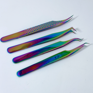 Pinzas para pestañas postizas Acero inoxidable Calidad fina Recto y curvado Top Lash Tweezes Suministros de extensión de pestañas - Product Image 2