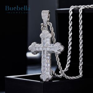 Collier pendentif Moissanite croix rose pour hommes à la mode en argent 925 et plaqué or 18 carats Design glacé élégant - Product Image 3