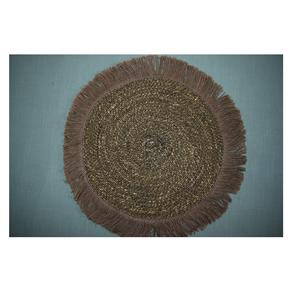 Mantel Individual Redondo Moderno Estilo Boho Chic de Pasto Marino con Flecos de Yute, Disponible en Grandes Cantidades de la India - Product Image 1