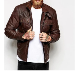 Veste en cuir pour hommes, vêtements décontractés de couleur unie, veste en cuir confortable pour hommes à la mode - Product Image 1
