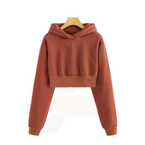 Nueva moda de mujer Casual Short Pullover Sudadera con capucha Sexy manga larga Crop Tops transpirable recortada Sudadera con capucha para mujer - Product Image 2