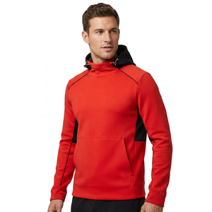 <b>Men's</b> <b>Red</b> Hooded Fleece <b>Sweatshirt</b> with Black Front Pocket Loose Fit Casual Print Winter Season Quick Dry - Product Image 1