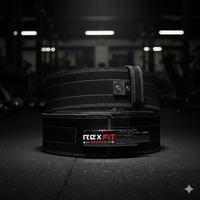 Ceinture de musculation en cuir de qualité supérieure Rexfit avec boucle à levier réglable, boucle de musculation et soutien du dos