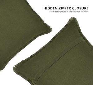 Fringe Throw Pillow Cover Decorative <b>Cushion</b> with Tassels Couch, Sofa, Bed, Farmhouse Home Decor Fall Thanksgiving-<b>Olive</b> <b>Green</b> - Product Image 3