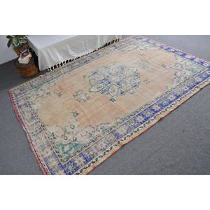 Tapis Turc Vintage Authentique 5.8 X 8.1ft Beige Bleu Patchwork Design Laine Latex pour Salon Couloir Tabriz pour Adolescents - Product Image 2